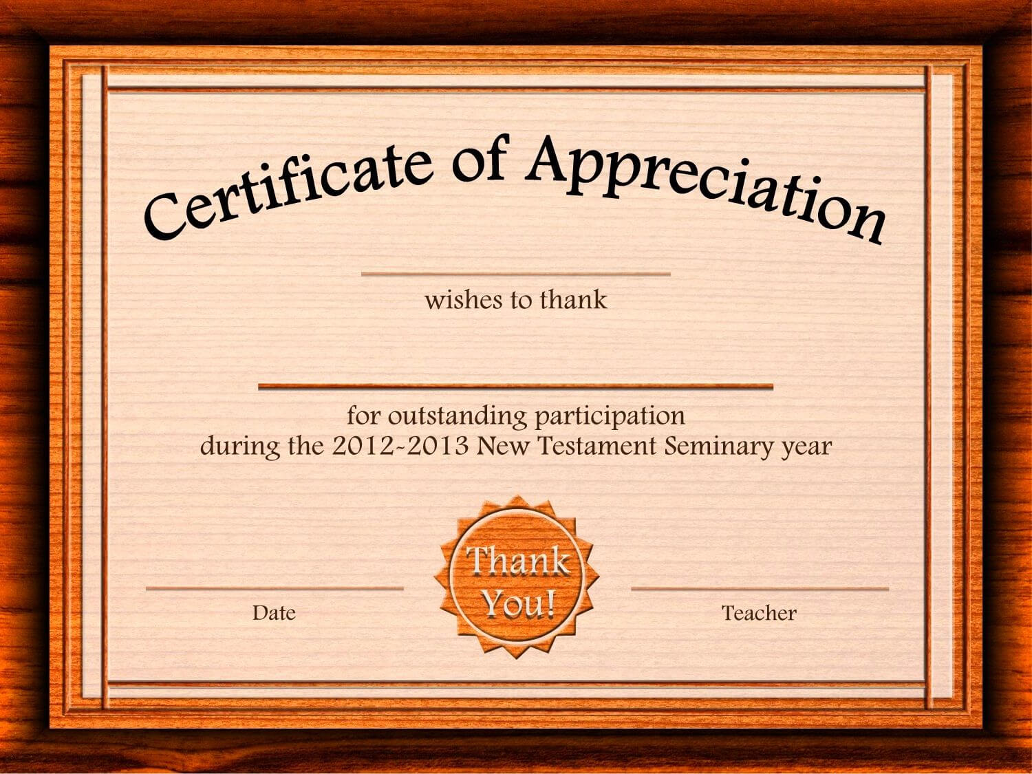 appreciation certificate template word - Cicim Intended For Certificate Of Participation Word Template