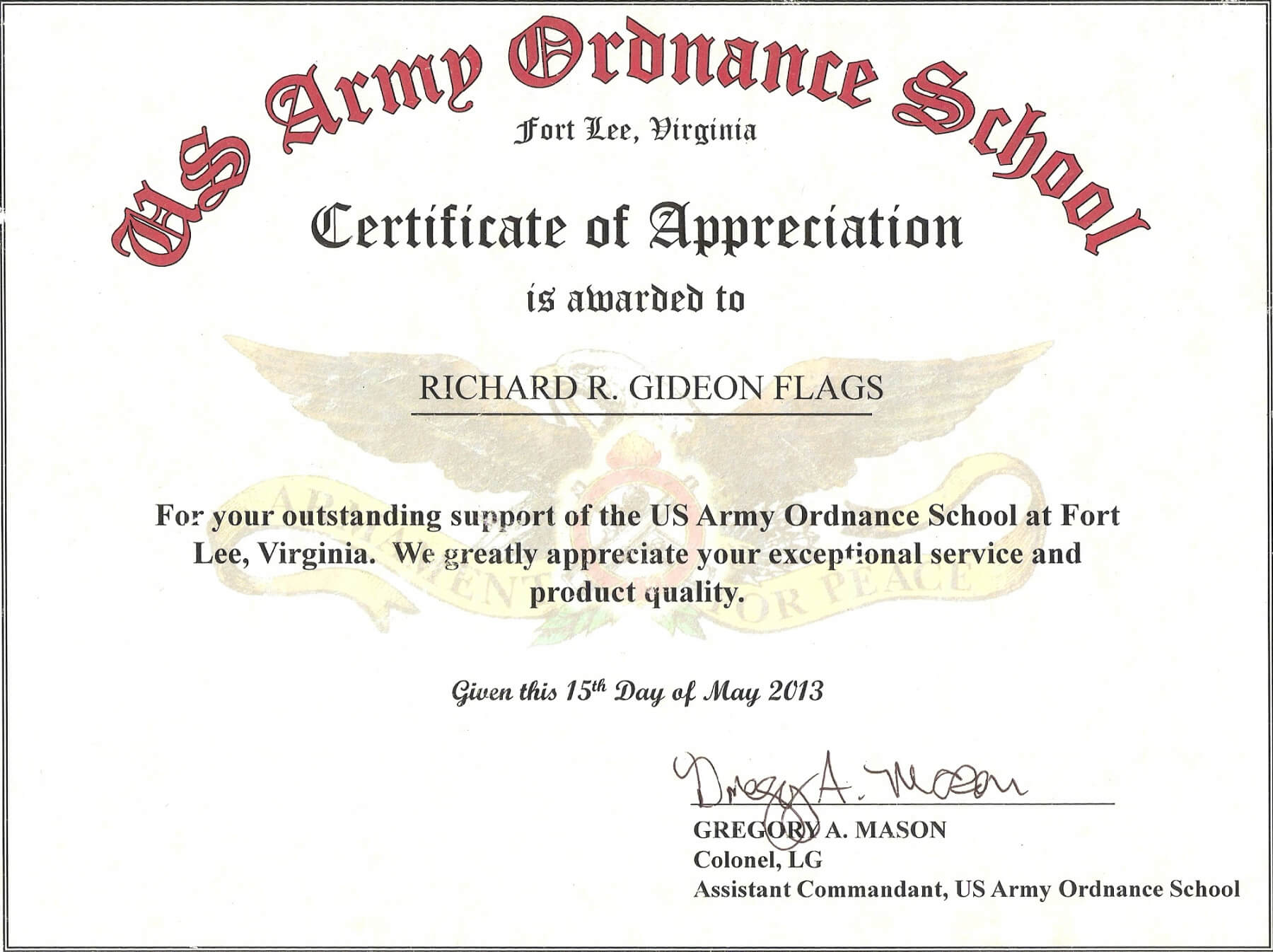 Free Army Certificate Of Appreciation Example Hadipalmexco Inside Certificate Of Achievement Army Template
