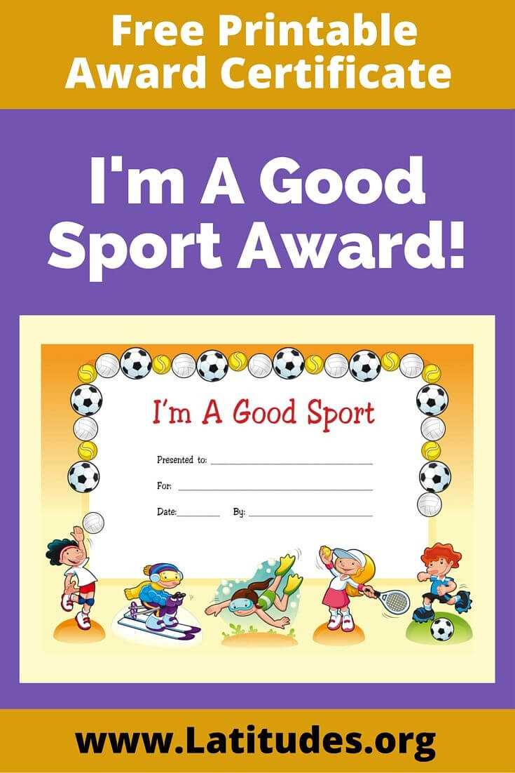 Free Award Certificate - I'm A Good Sport (Primary With Regard To Sports Day Certificate Templates Free