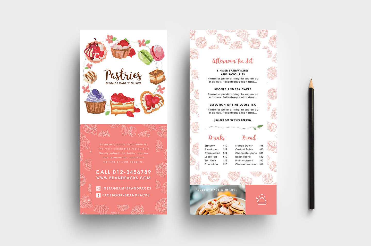 Free Bakery Dl Card Template – Psd, Ai & Vector – Brandpacks Within Dl Card Template