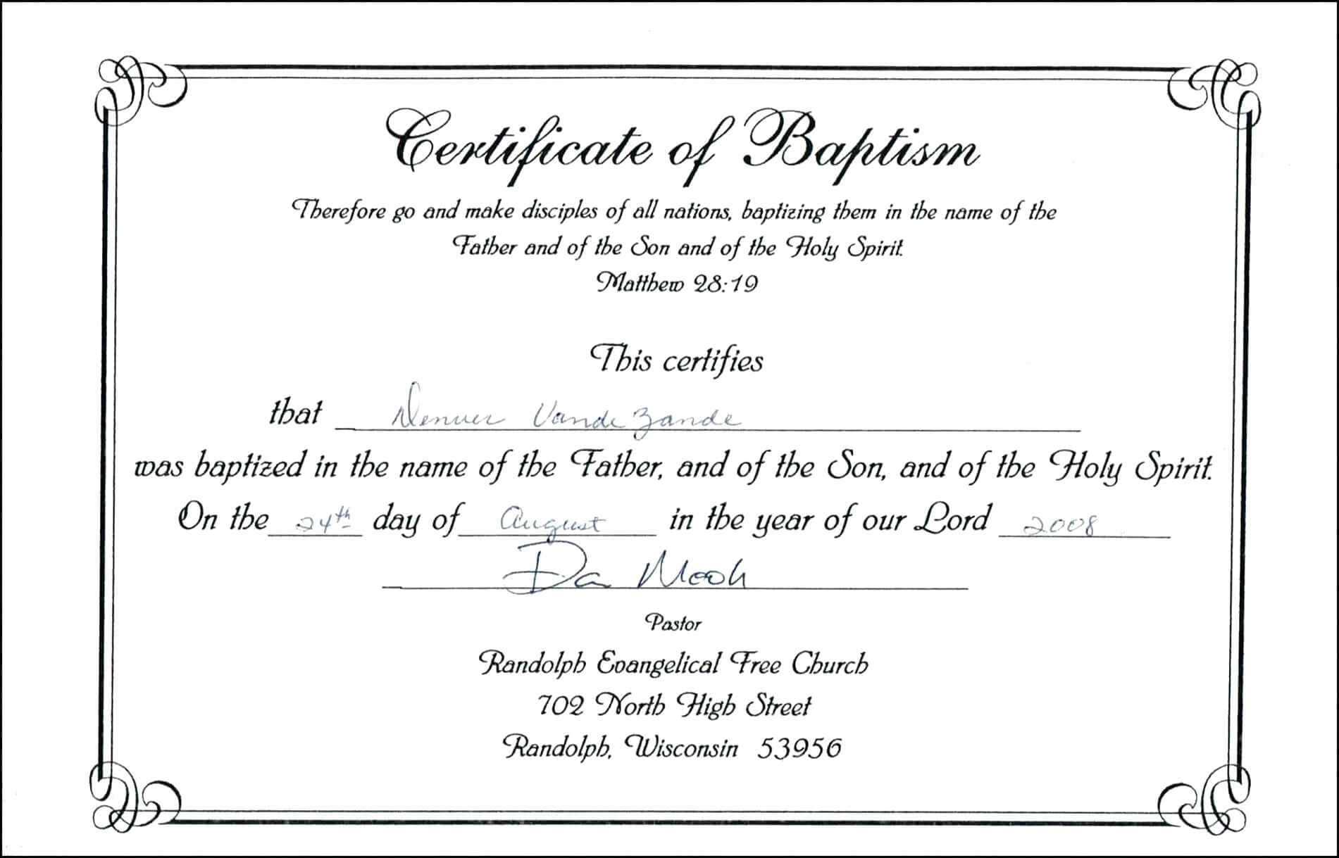 Free Baptism Certificate Template Download 200 Certificates Pertaining To Baptism Certificate Template Download