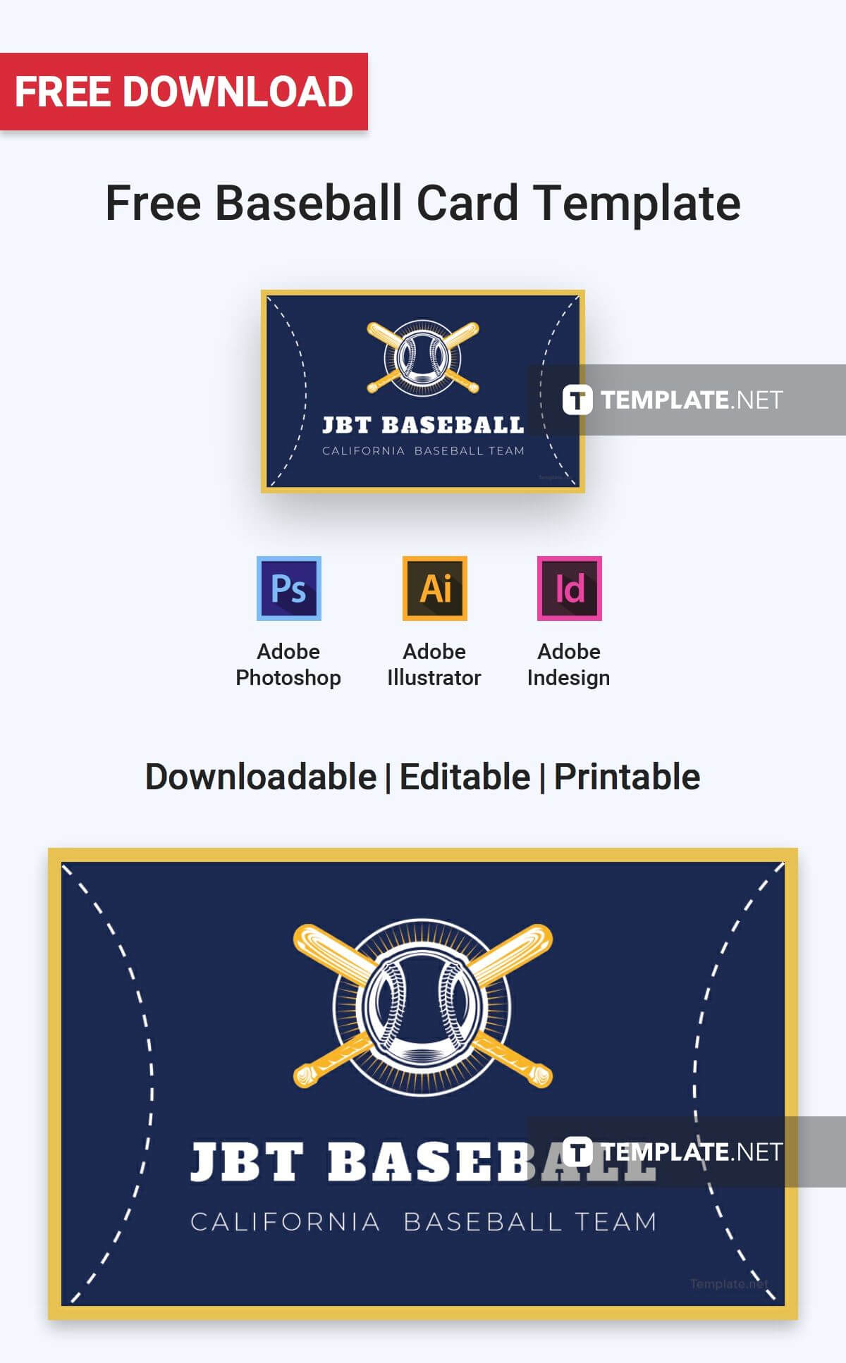 Free Baseball Card | Card Templates & Designs 2019 Inside Baseball Card Template Microsoft Word