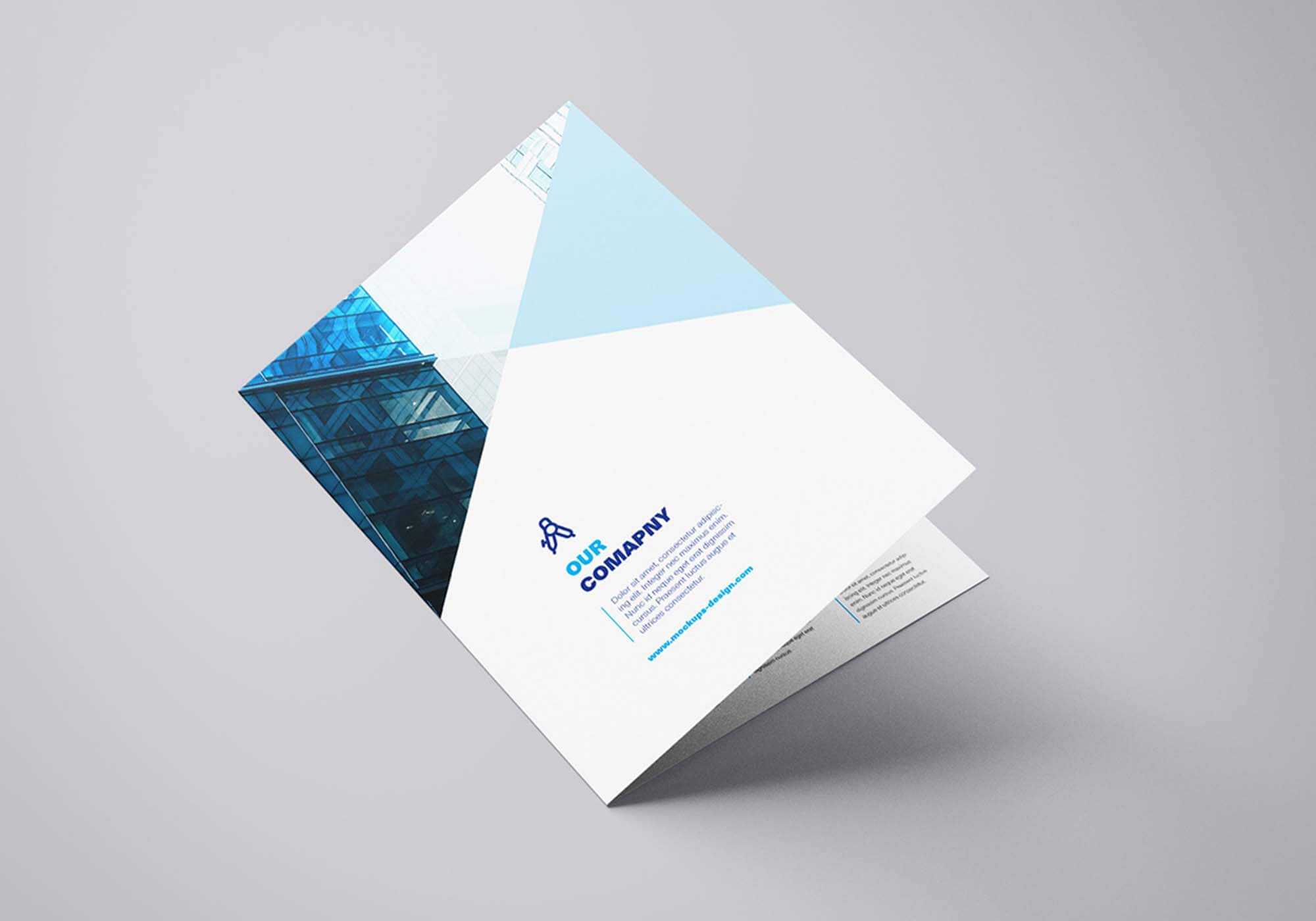 Free Bi Fold Mockup Template (Psd) In Two Fold Brochure Template Psd