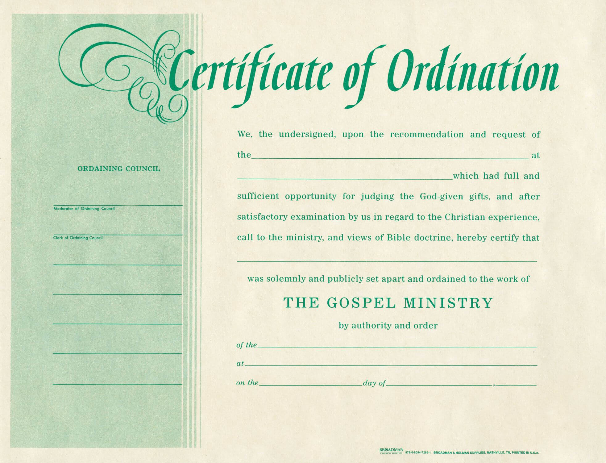 Free Blank Certificate Of Ordination | Ordination For in Free Ordination Certificate Template