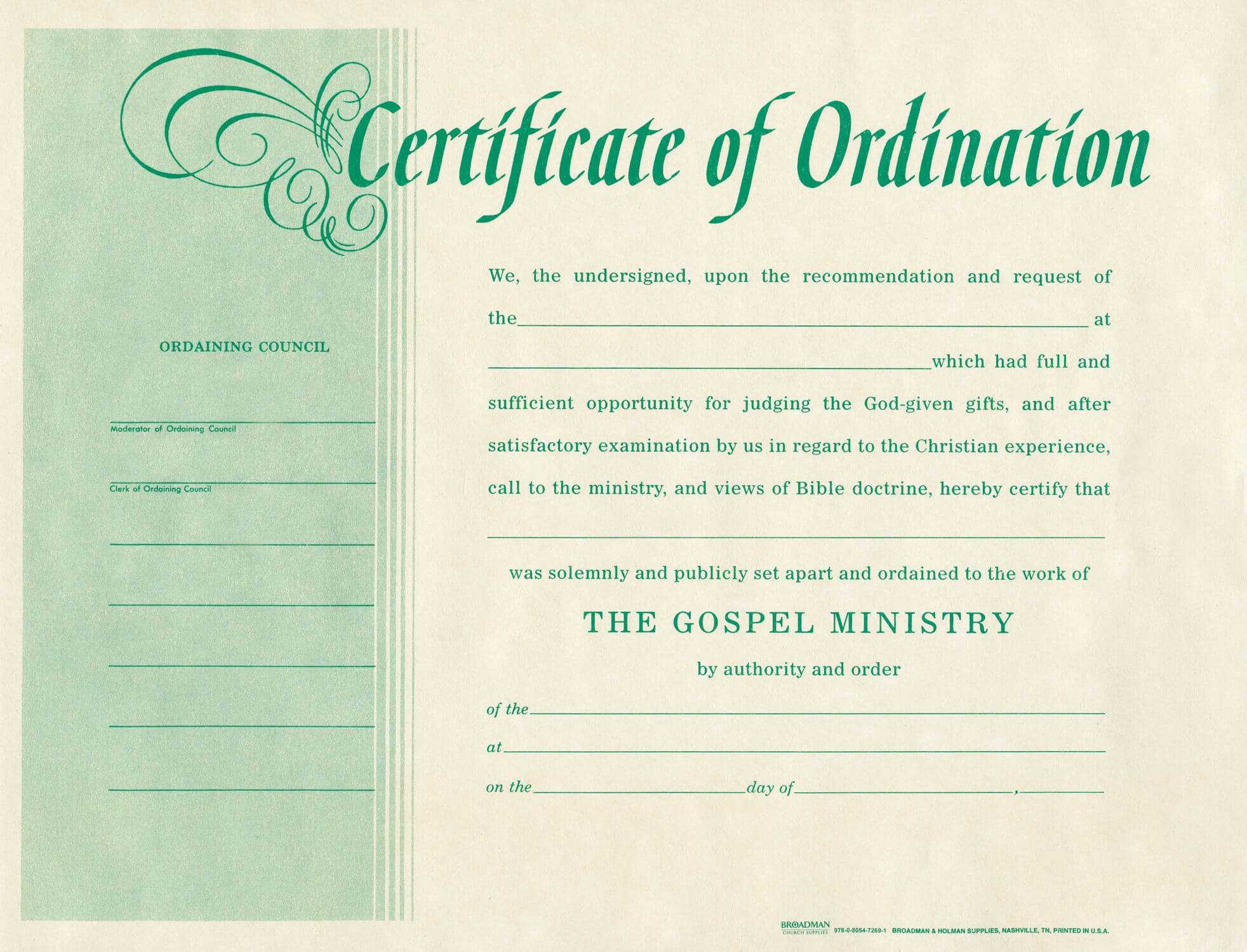 Free Blank Certificate Of Ordination | Ordination For in Ordination Certificate Template