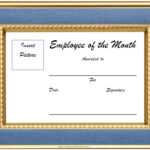 Free Blank Employee Of The Month Certificate #1956 Pertaining To Employee Of The Month Certificate Templates