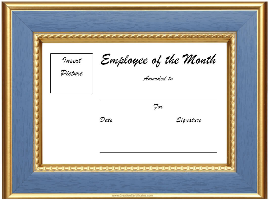 Free Blank Employee Of The Month Certificate #1956 Throughout Employee Of The Month Certificate Template