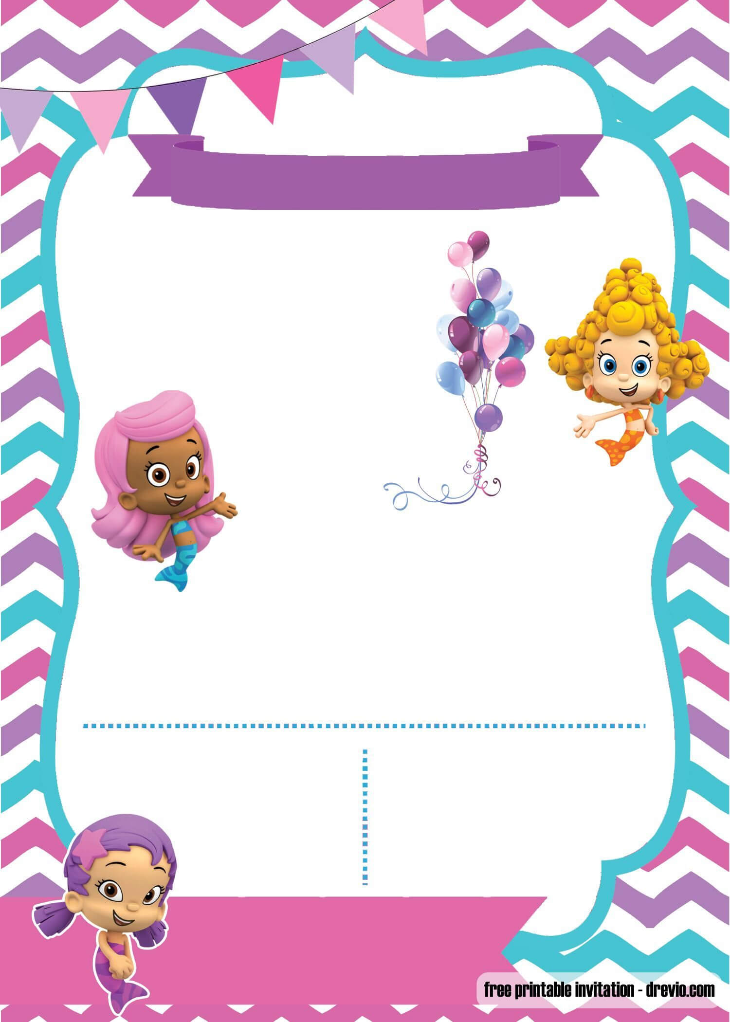 Free Bubble Guppies Invitation | Free Printable Birthday Intended For Bubble Guppies Birthday Banner Template