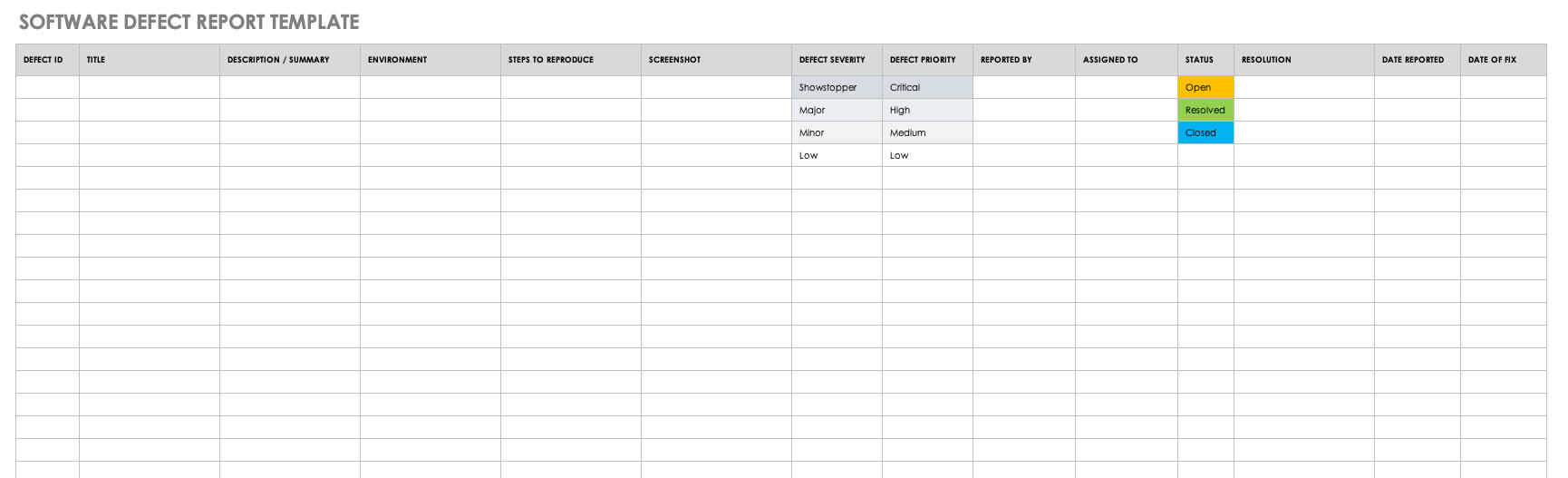 Free Bug Report Templates And Forms | Smartsheet Intended For Bug Report Template Xls