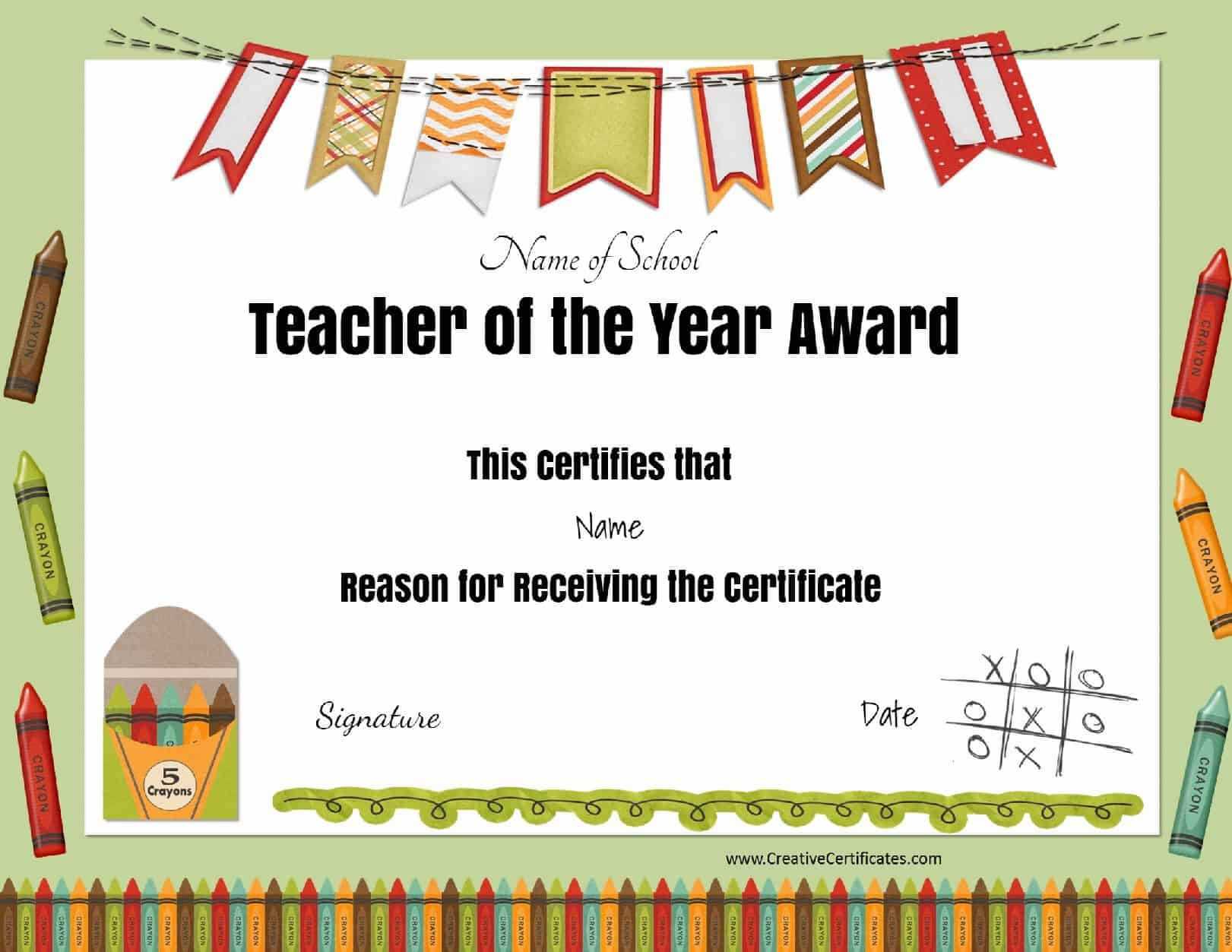 Free Certificate Of Appreciation For Teachers | Customize Online Inside Teacher Of The Month Certificate Template