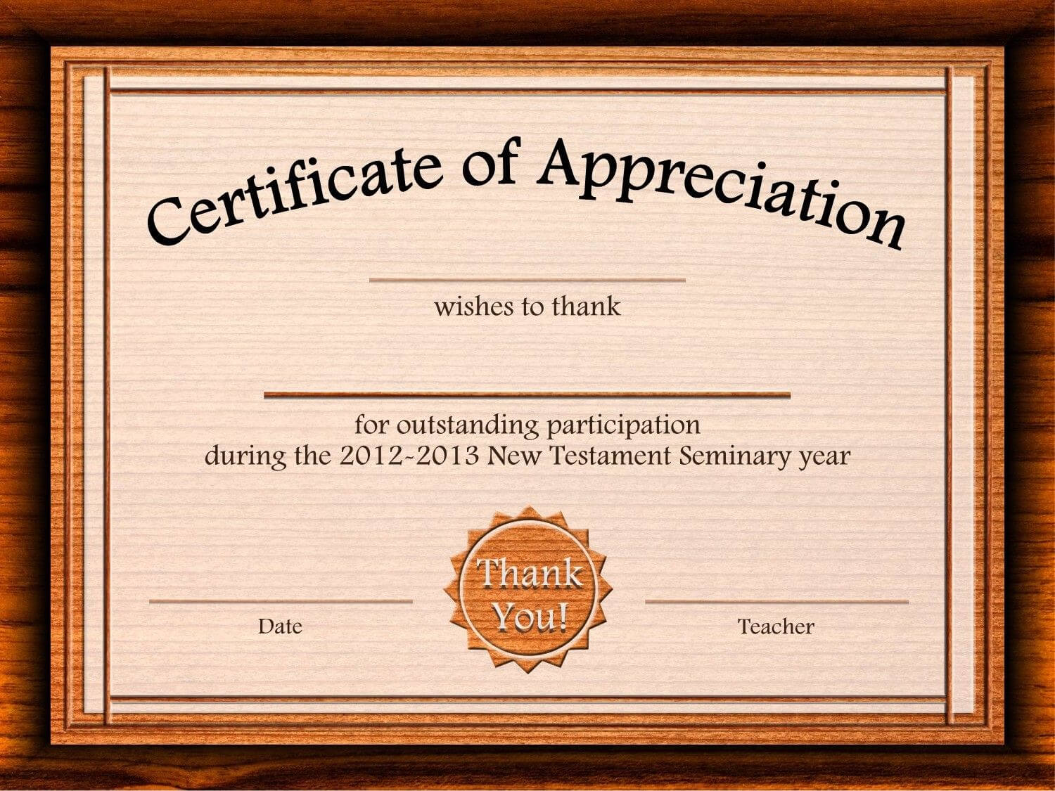 Free Certificate Of Appreciation Templates For Word Inside Certificate Of Appreciation Template Free Printable