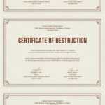 Free Certificate Of Destruction | Free Certificate Templates For Destruction Certificate Template