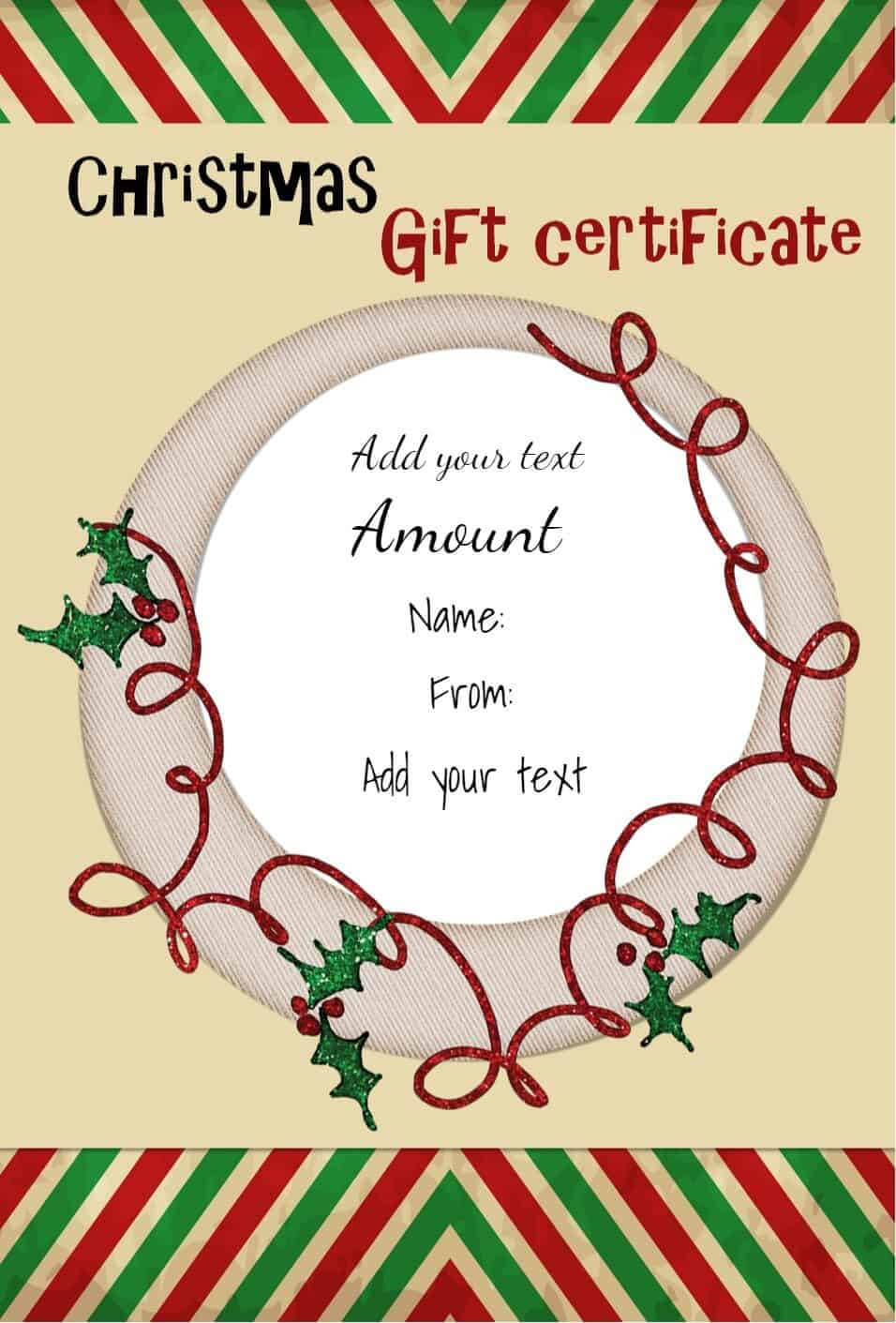 Free Christmas Gift Certificate Template | Customize Online With Free Christmas Gift Certificate Templates