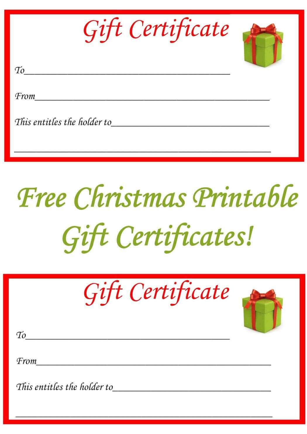 Free Christmas Printable Gift Certificates | Gifts | Free Inside Homemade Christmas Gift Certificates Templates