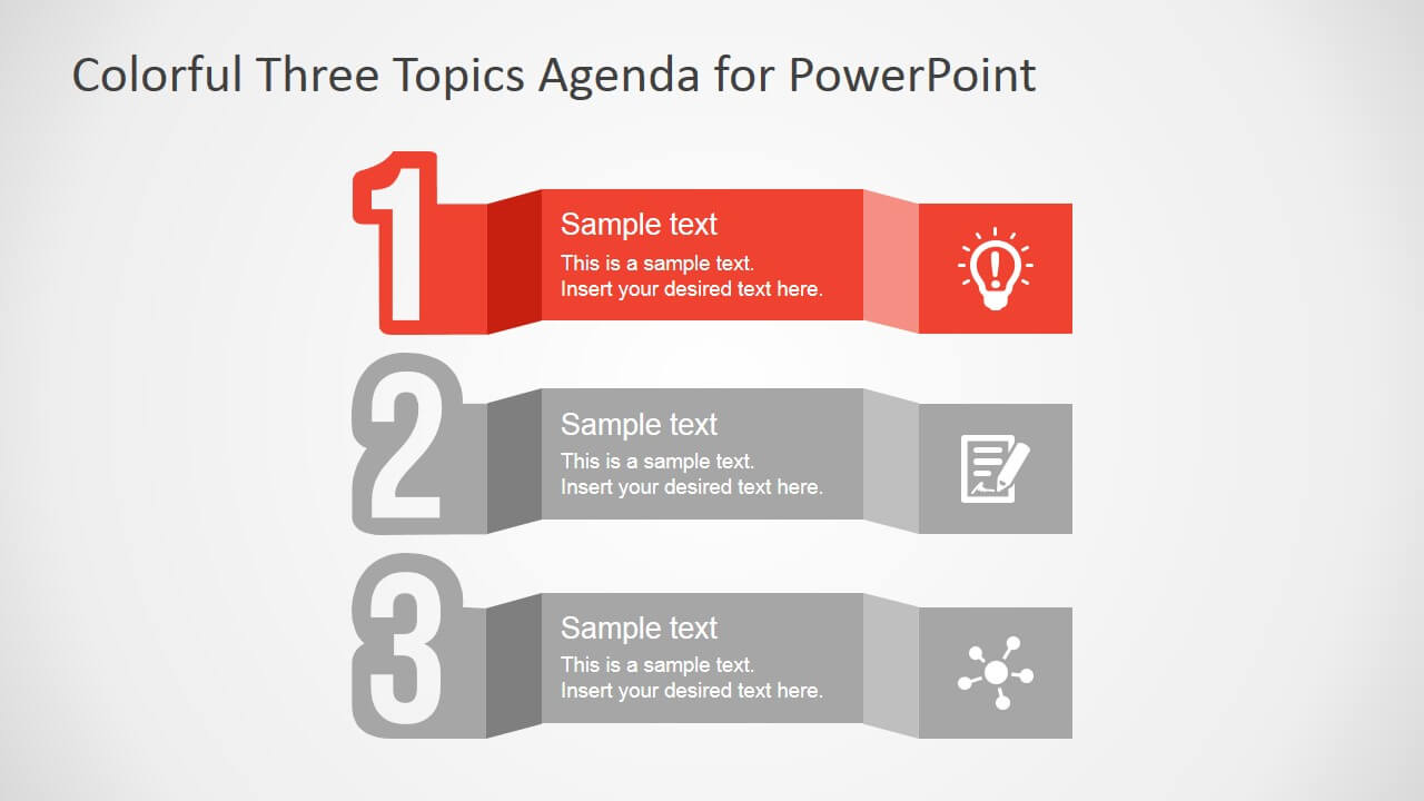 Free Colorful Three Topics Agenda For Powerpoint Intended For Replace Powerpoint Template