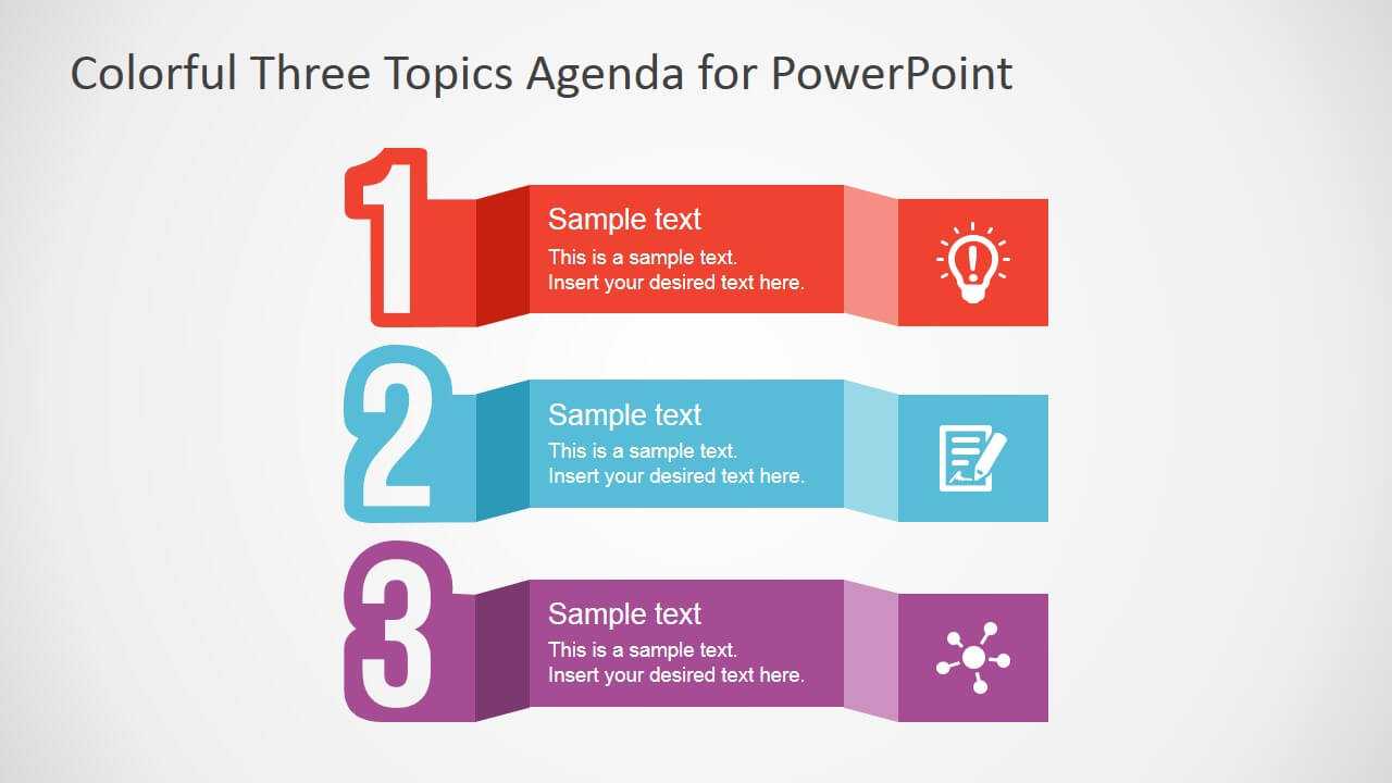 Free Colorful Three Topics Agenda For Powerpoint Throughout Powerpoint Sample Templates Free Download