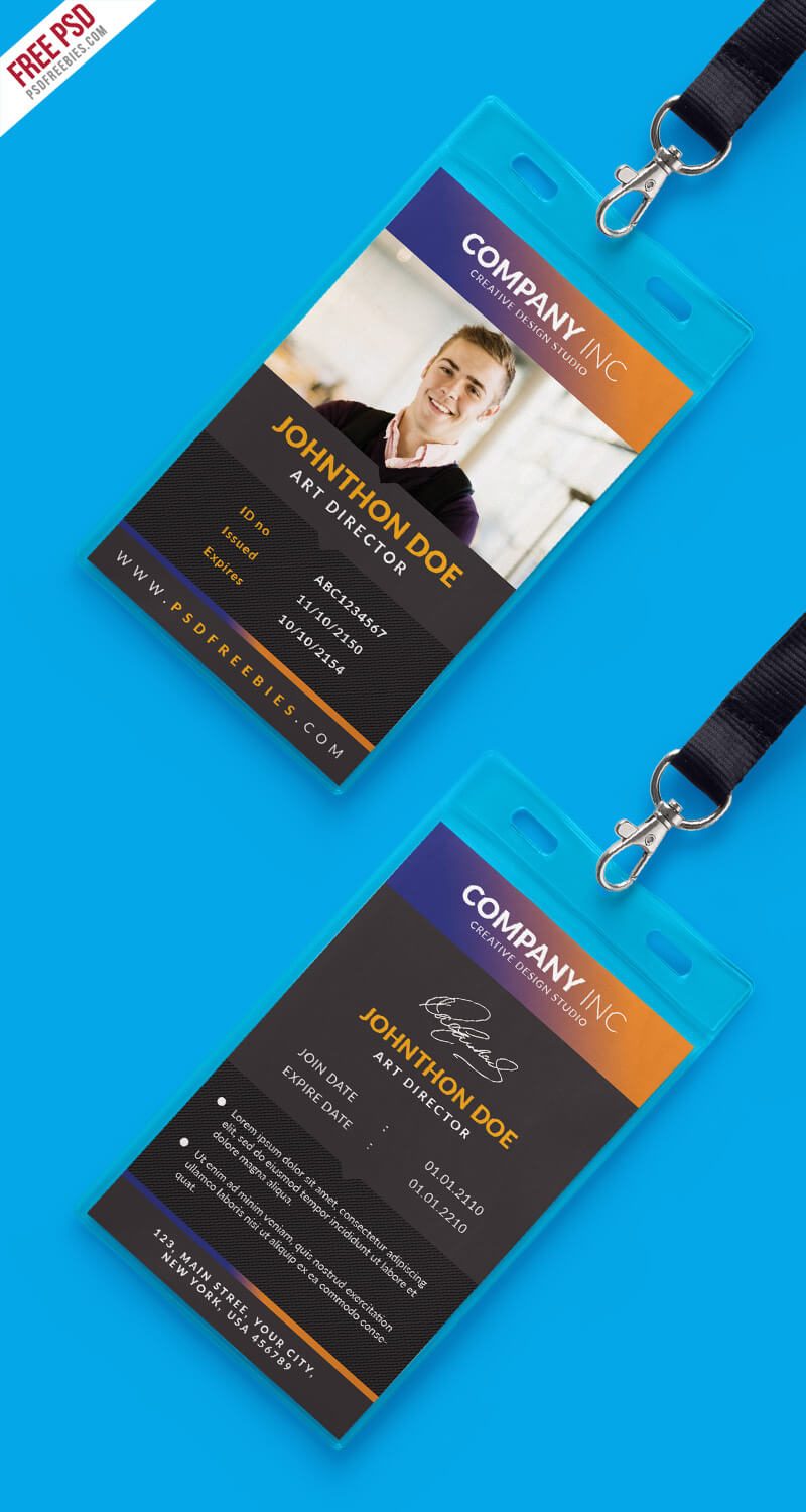 Free Creative Identity Card Design Template Psd Within College Id Card Template Psd