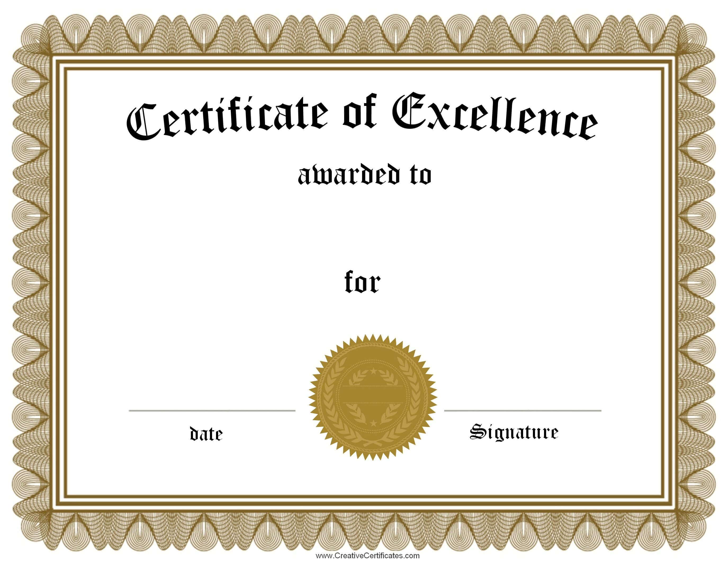 Free Customizable Certificate Achievement Employee Pertaining To Award Of Excellence Certificate Template