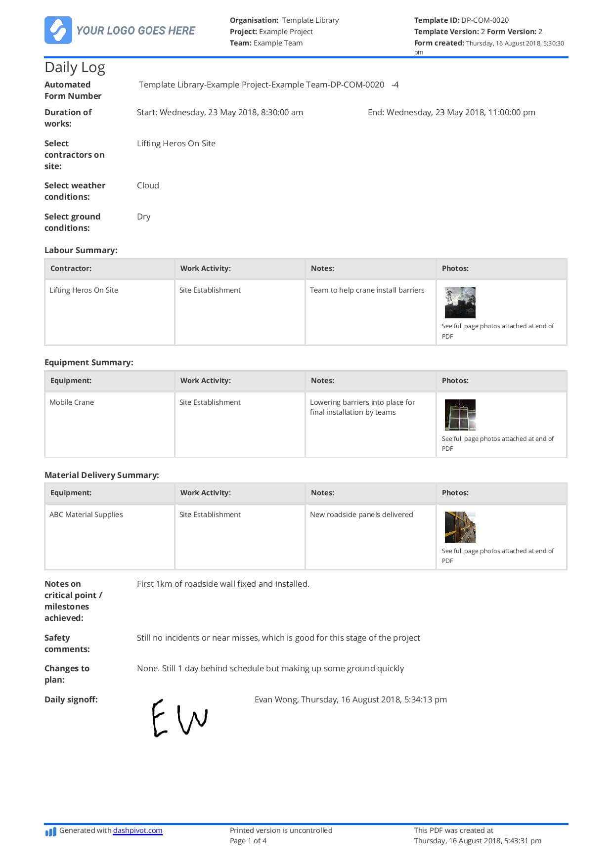 Free Daily Construction Log Template (Better Than Excel And Throughout Construction Daily Report Template Free