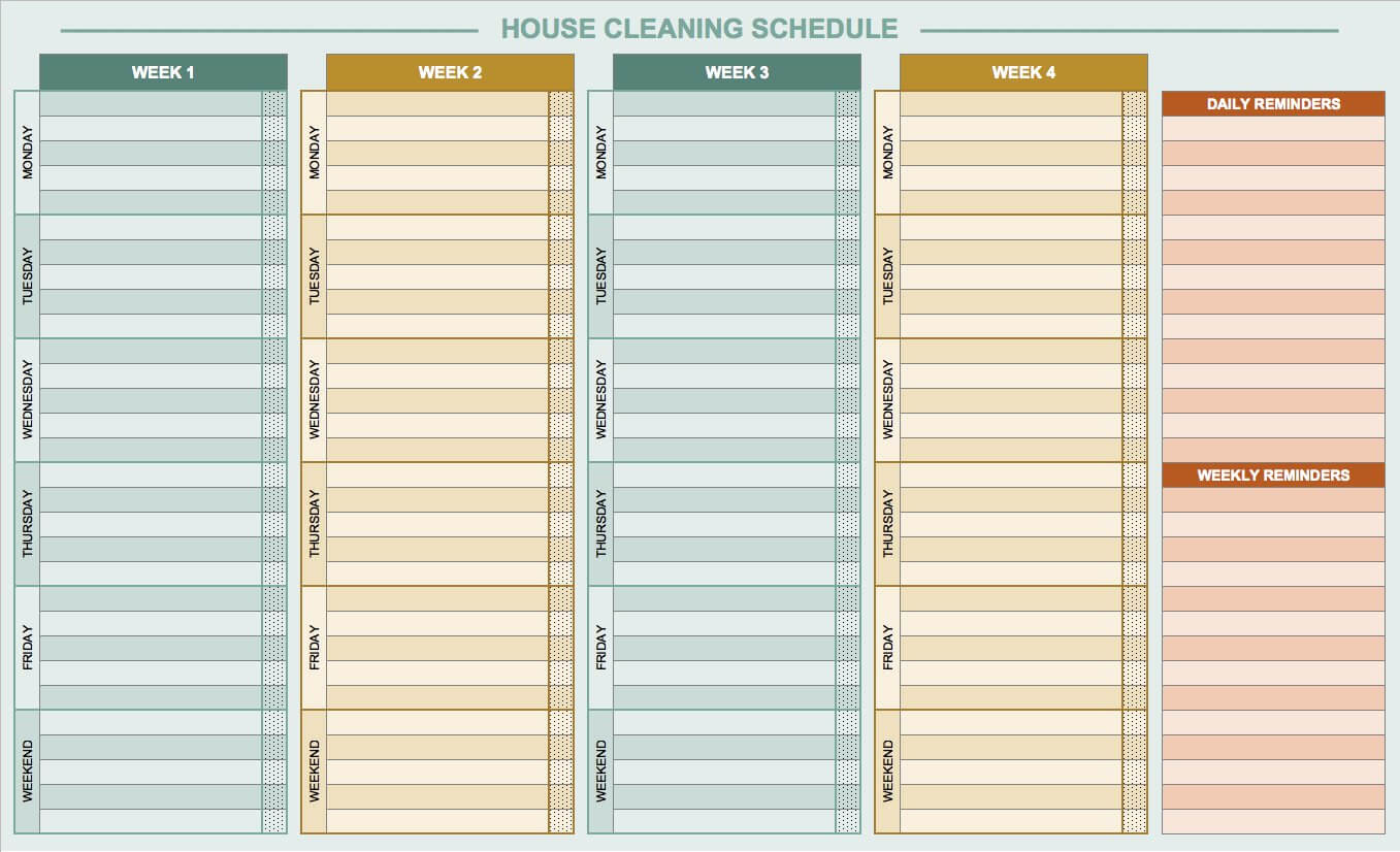 Free Daily Schedule Templates For Excel – Smartsheet Regarding Cleaning Report Template