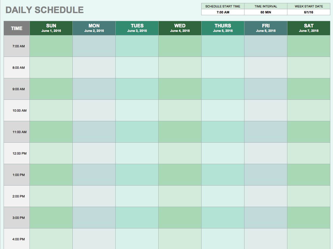 Free Daily Schedule Templates For Excel – Smartsheet Regarding Daily Activity Report Template
