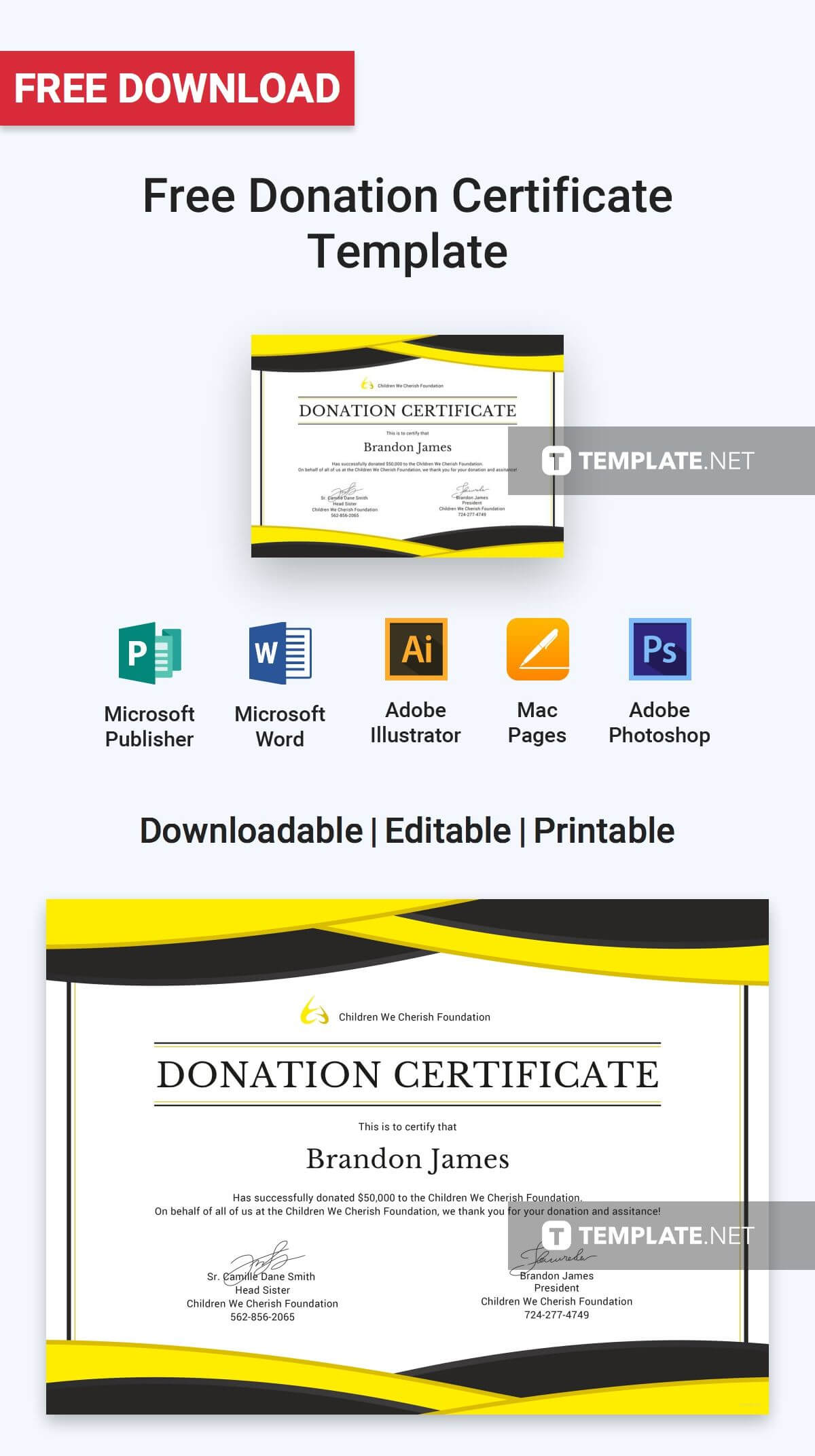 Free Donation Certificate | Certificate Templates & Designs Pertaining To Donation Certificate Template
