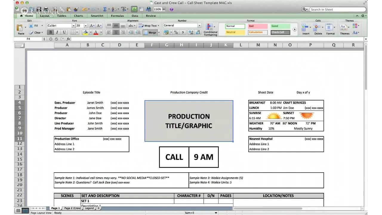Free Download Call Sheet Template: The Only One You'll Ever Need Throughout Film Call Sheet Template Word