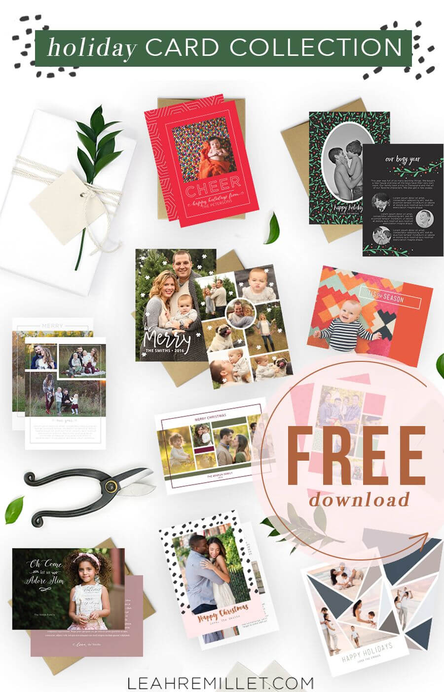 Free Download: Christmas Card Template Bundle For The Throughout Free Holiday Photo Card Templates