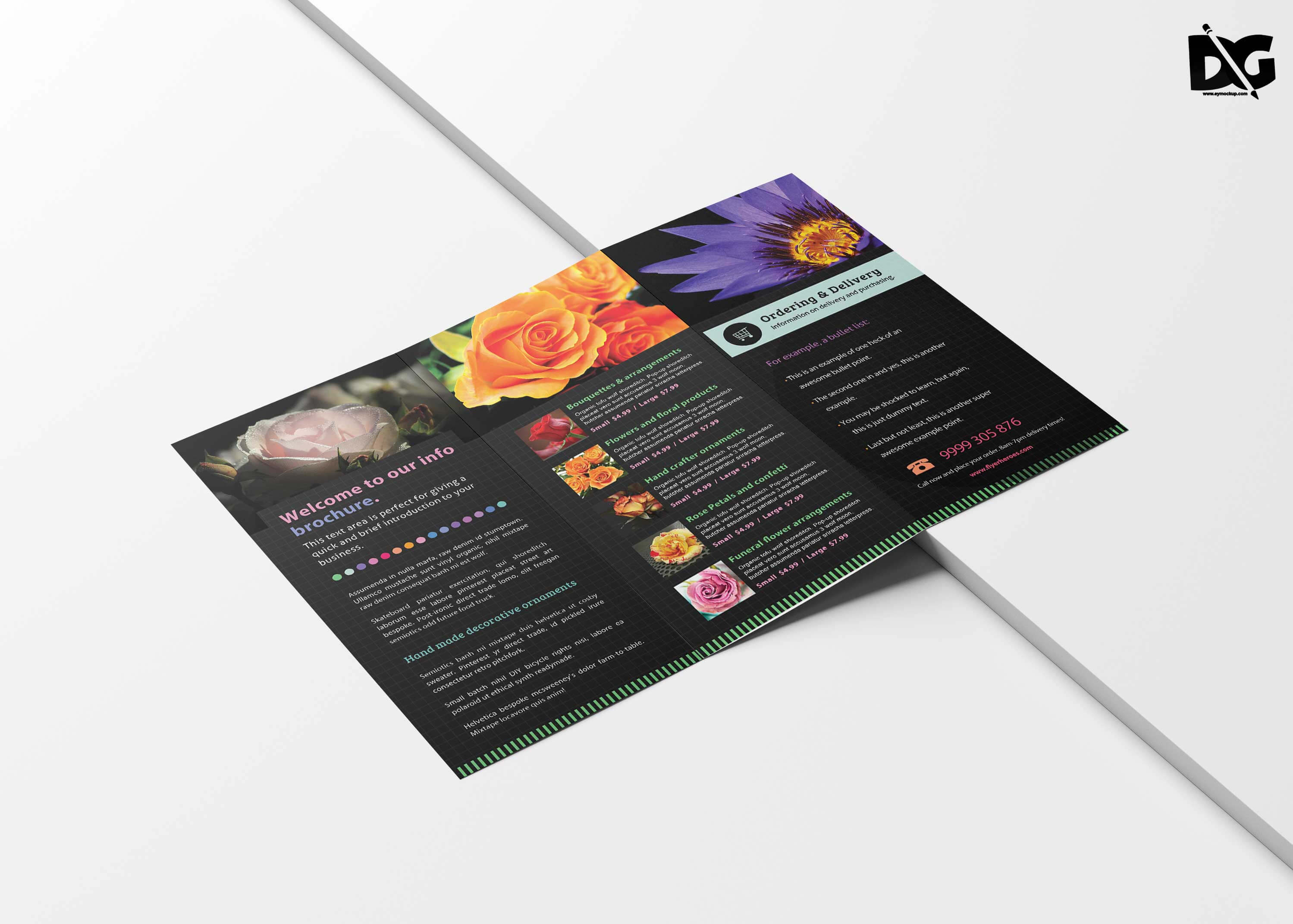 Free Download Psd Flower Shop Brochure Templates | Free Psd Pertaining To Pop Up Brochure Template