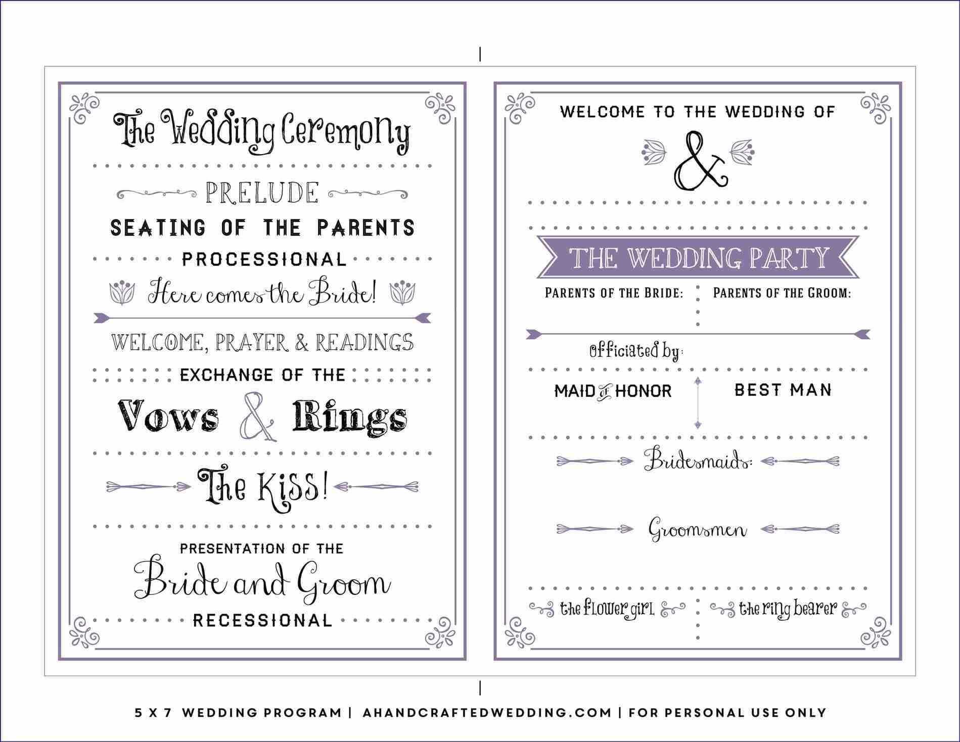 Free Downloadable Wedding Program Template That Can Be For Free Printable Wedding Program Templates Word