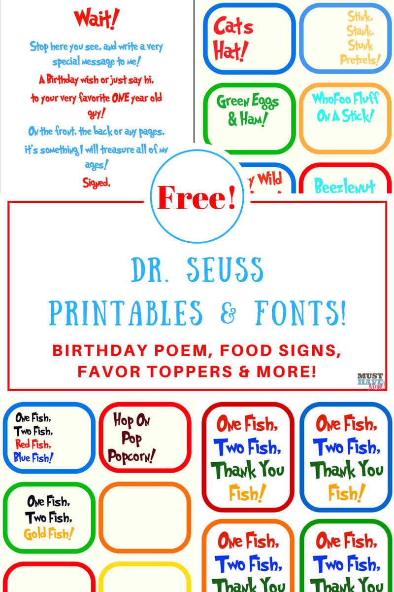 Free Dr. Seuss Printables & Fonts! Intended For Dr Seuss Birthday Card Template