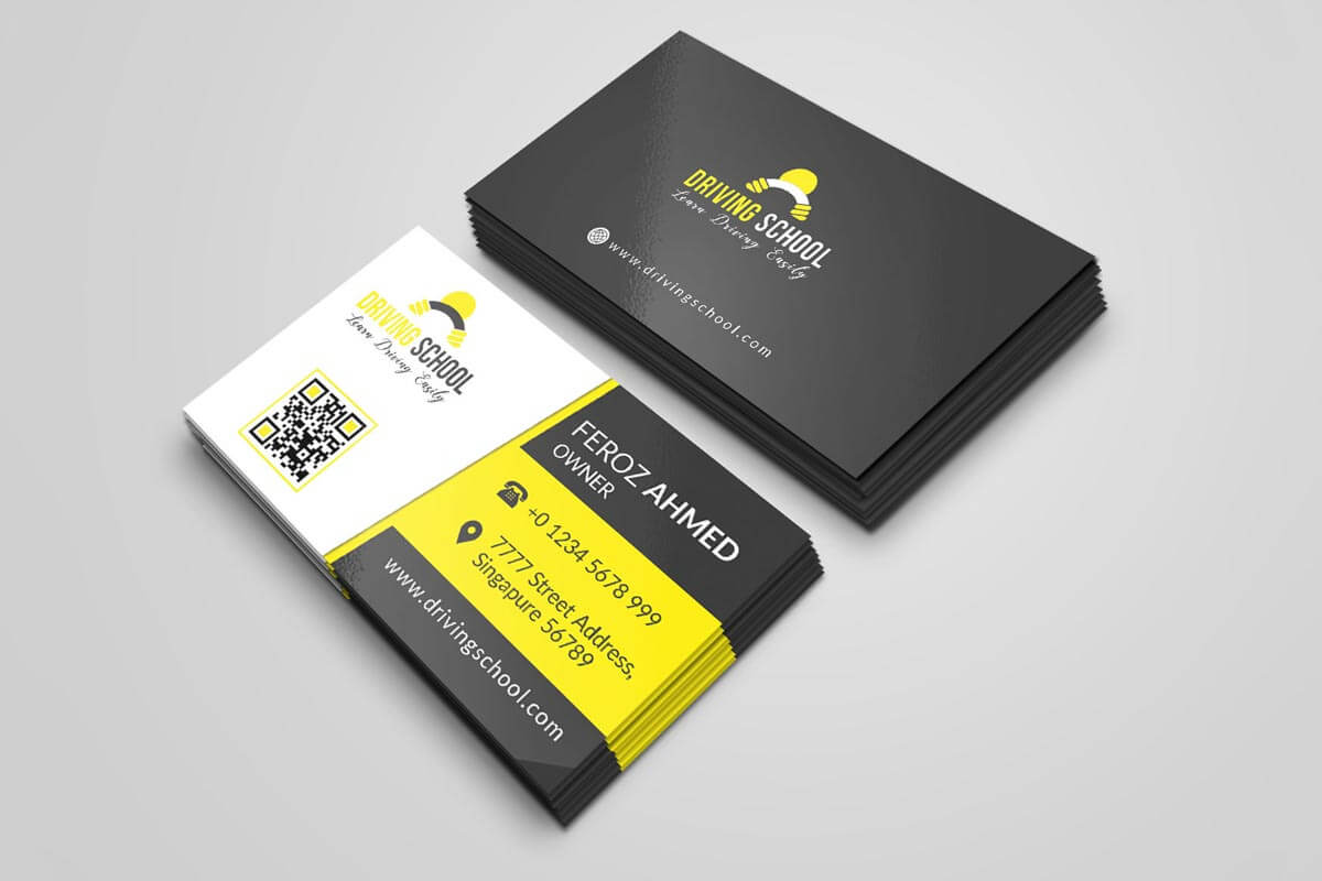 Free Driving School Business Card Psd Template – Creativetacos Throughout Visiting Card Templates For Photoshop