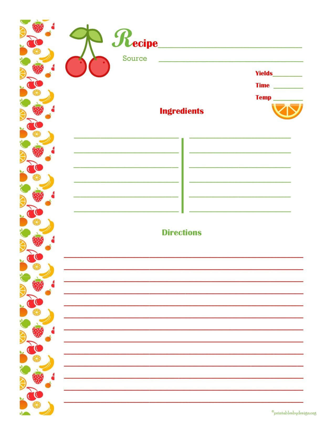 Free Editable Recipe Card Templates For Microsoft Word In Free Recipe Card Templates For Microsoft Word