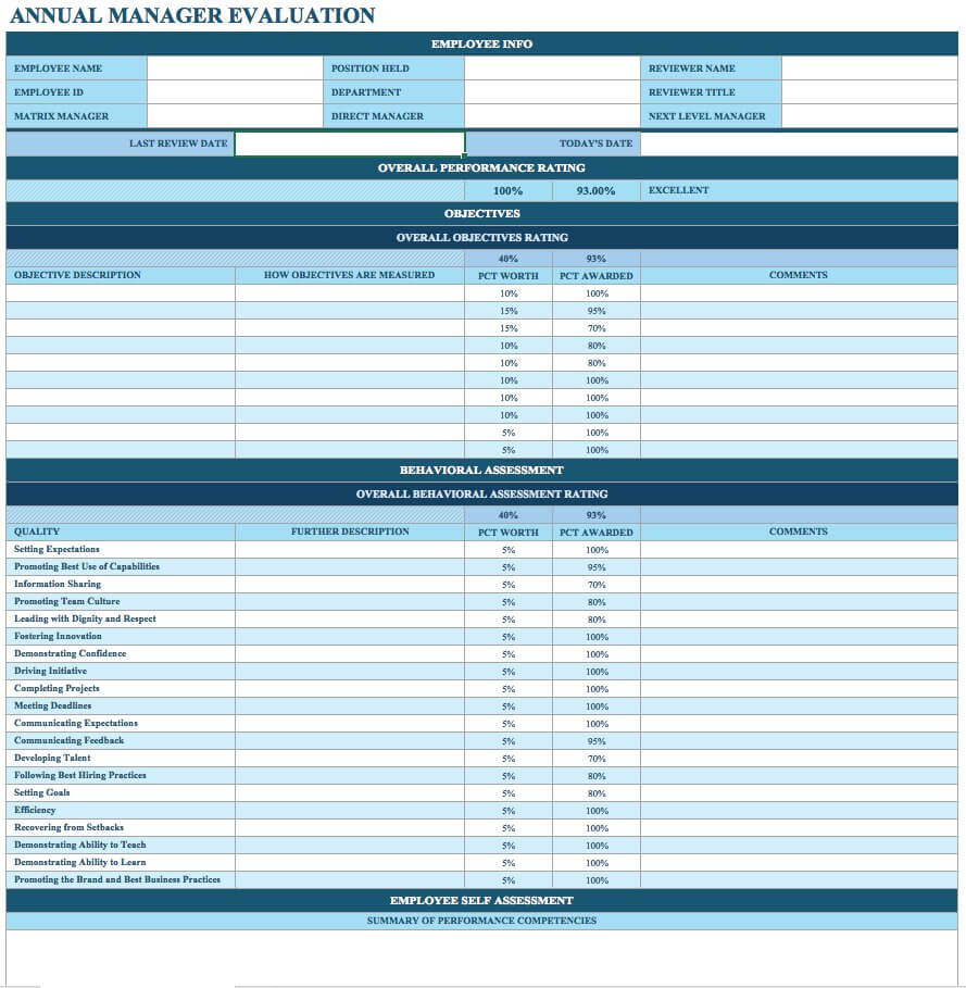 Free Employee Performance Review Templates | Smartsheet Inside Annual Review Report Template