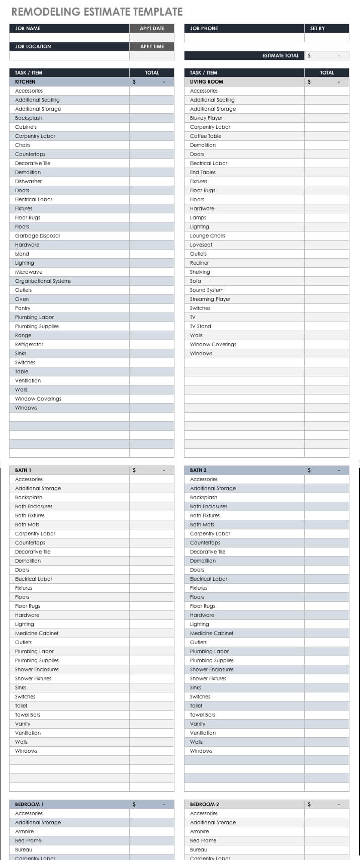 Free Estimate Templates | Smartsheet Regarding Work Estimate Template Word