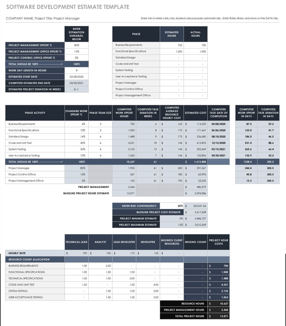 Free Estimate Templates | Smartsheet Within Blank Estimate Form Template