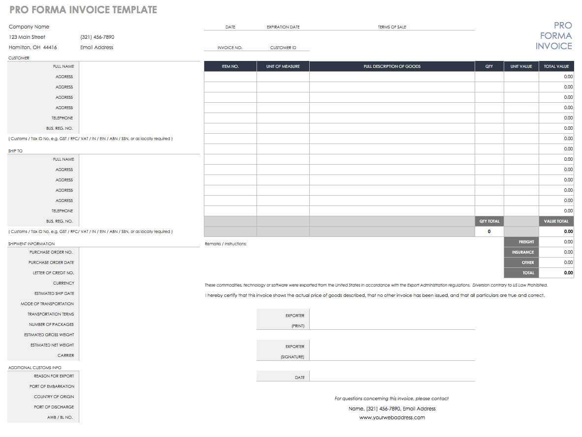 Free Excel Invoice Templates – Smartsheet Pertaining To Free Proforma Invoice Template Word