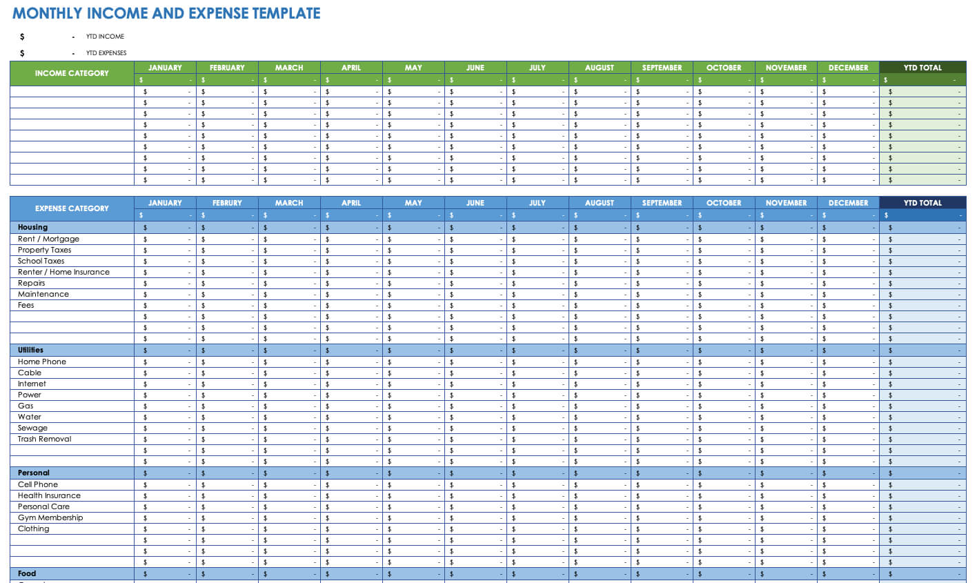 Free Expense Report Templates Smartsheet In Monthly Expense Report Template Excel