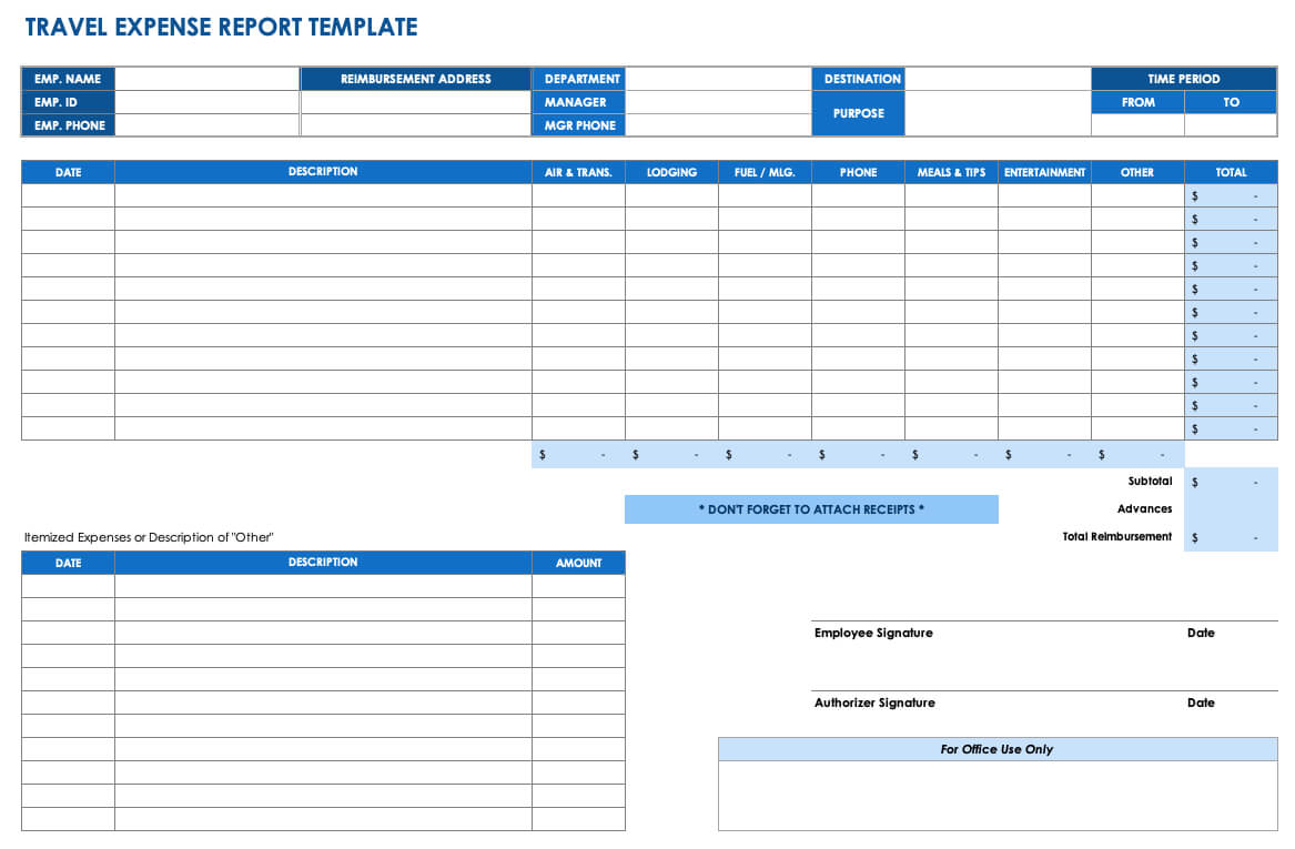 Free Expense Report Templates Smartsheet In Per Diem Expense Report Template