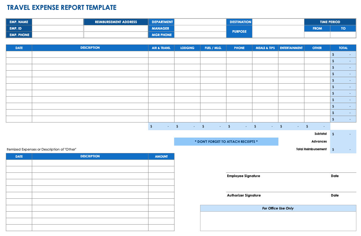 Free Expense Report Templates Smartsheet Throughout Expense Report Spreadsheet Template