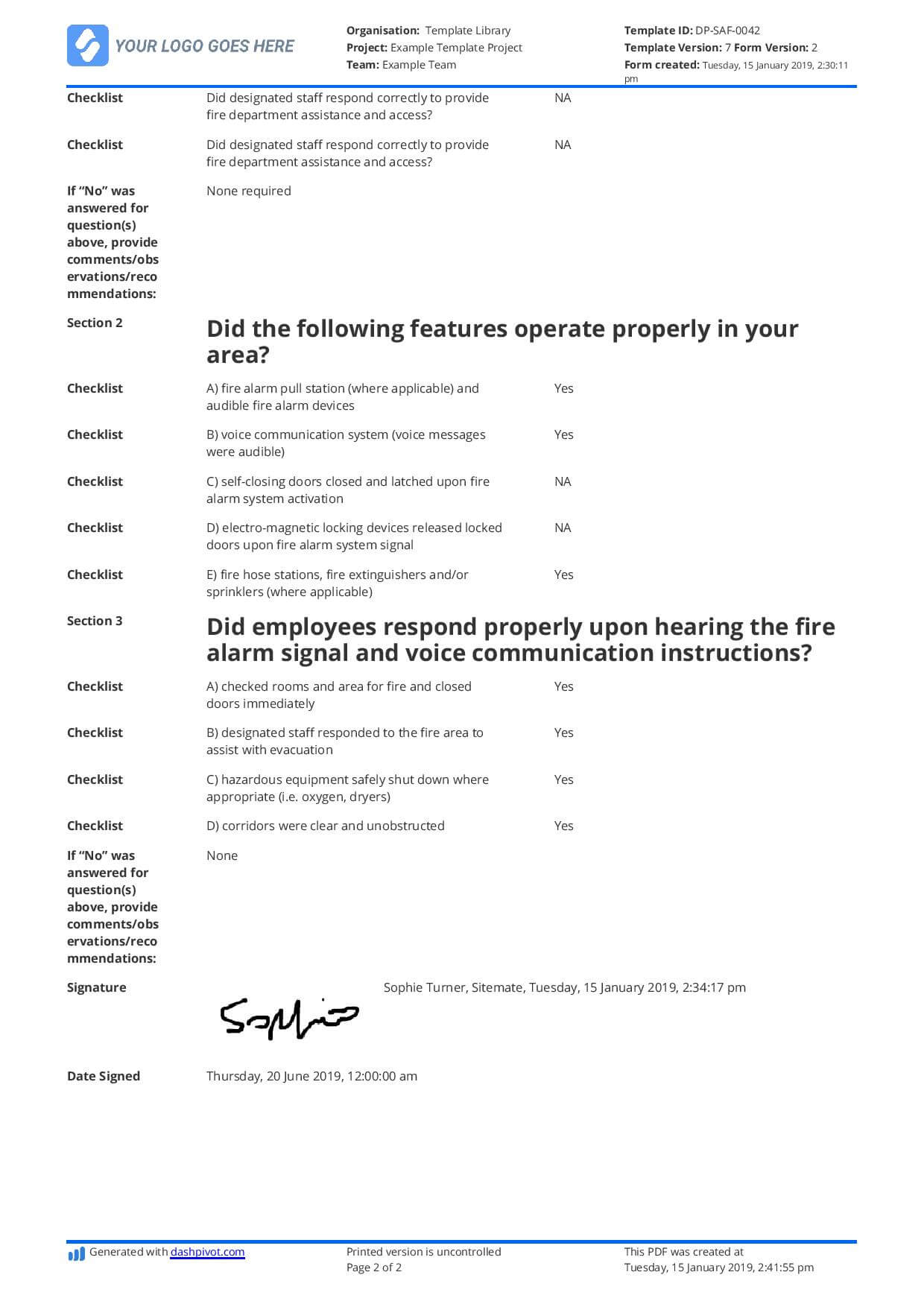 Free Fire Drill Report Template – Use, Customise, Download Inside Emergency Drill Report Template