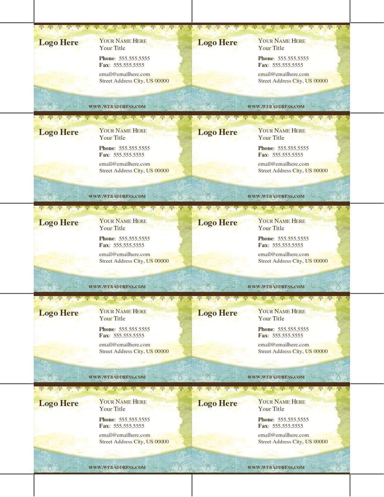 Free Free Business Cards To Print Out At Home Template Regarding Template For Cards To Print Free