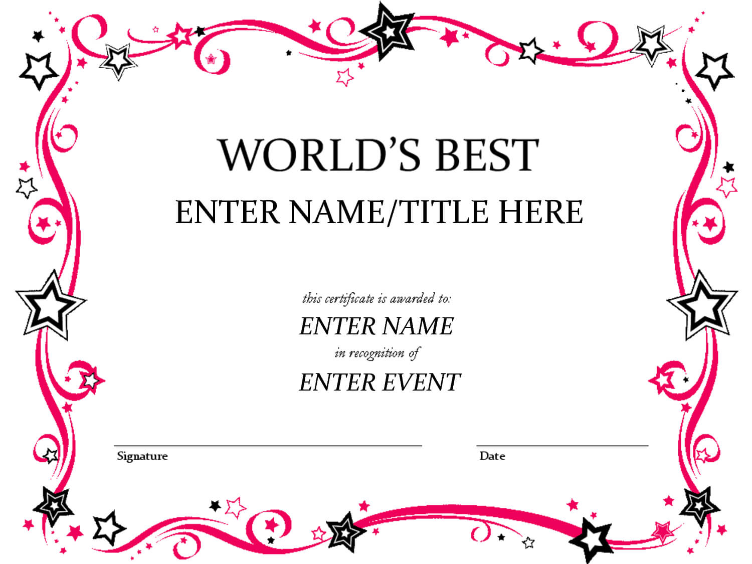 Free Funny Award Certificates Templates | Worlds Best Custom Within Free Funny Certificate Templates For Word