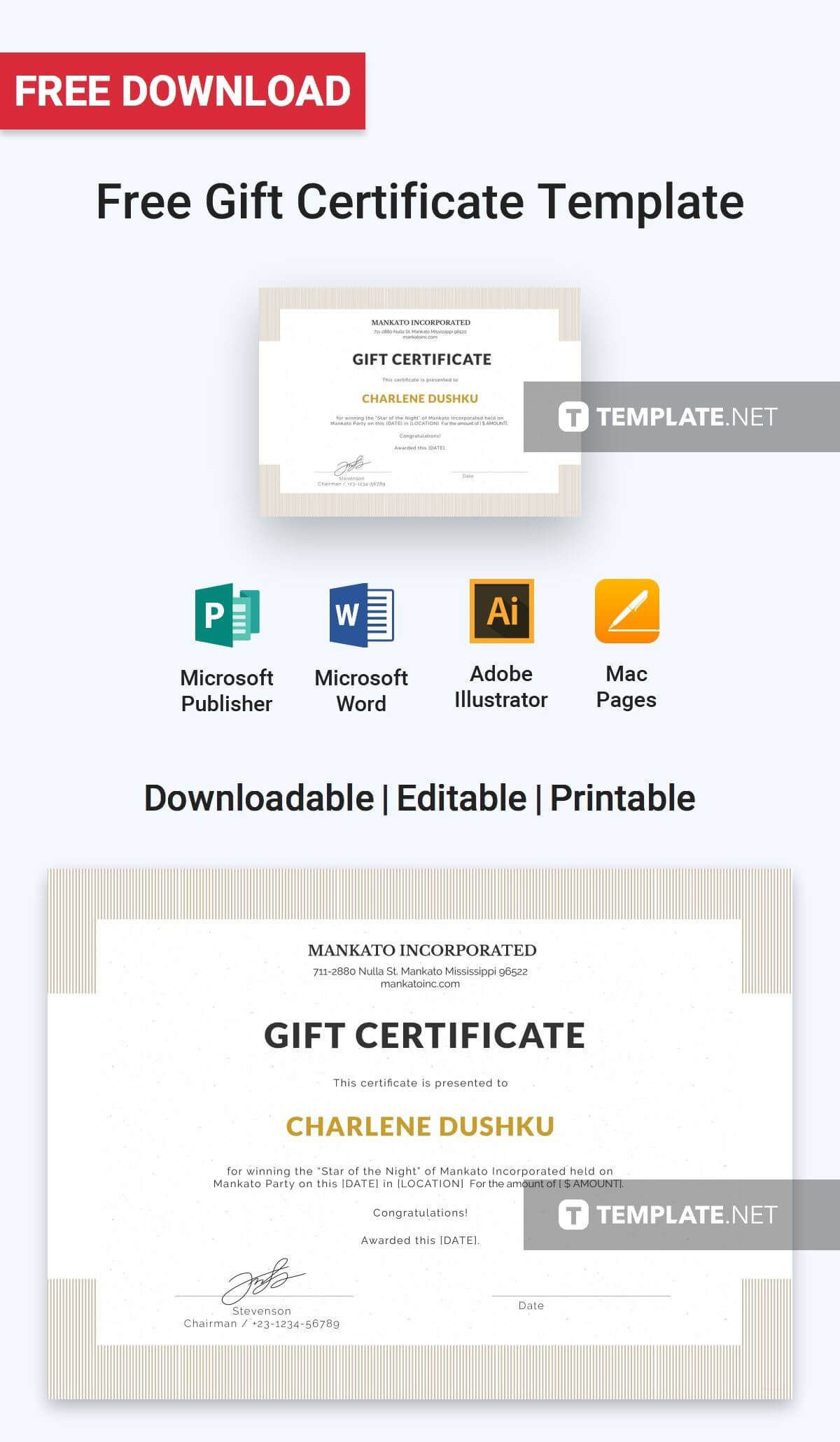 Free Gift Certificate | Printables, Invitations, Stationery Pertaining To Company Gift Certificate Template