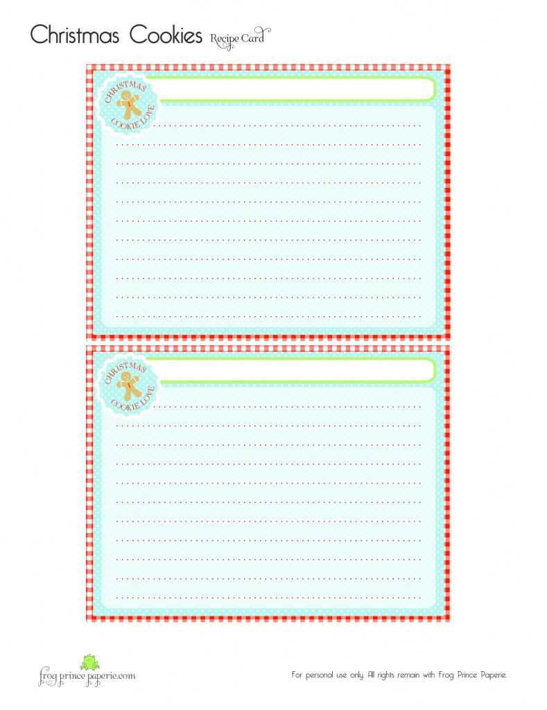 Free} Gingerbread Christmas Cookies Free Printable Recipe Inside Cookie Exchange Recipe Card Template