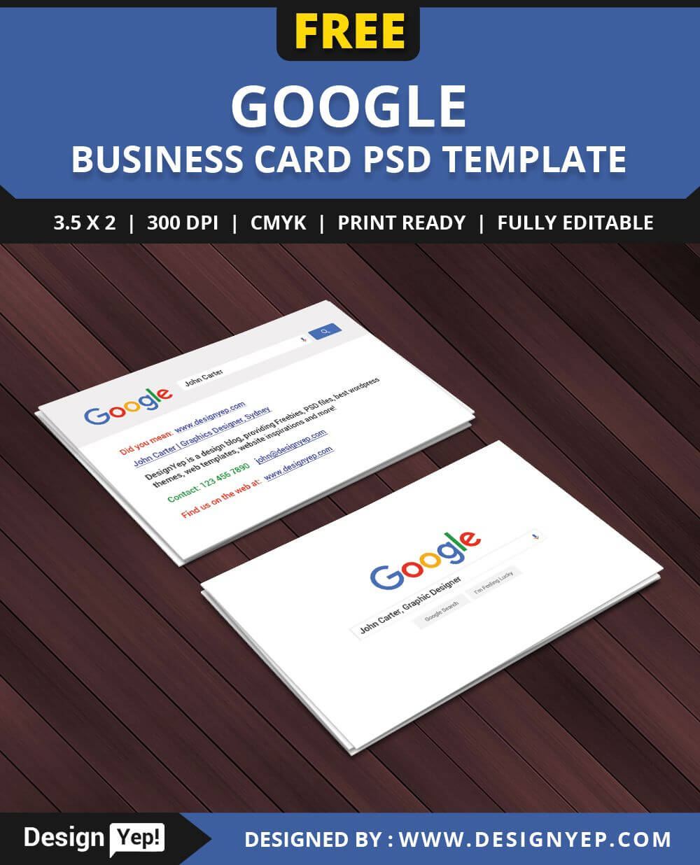 Free Google Interface Business Card Psd Template | Free In Name Card Photoshop Template