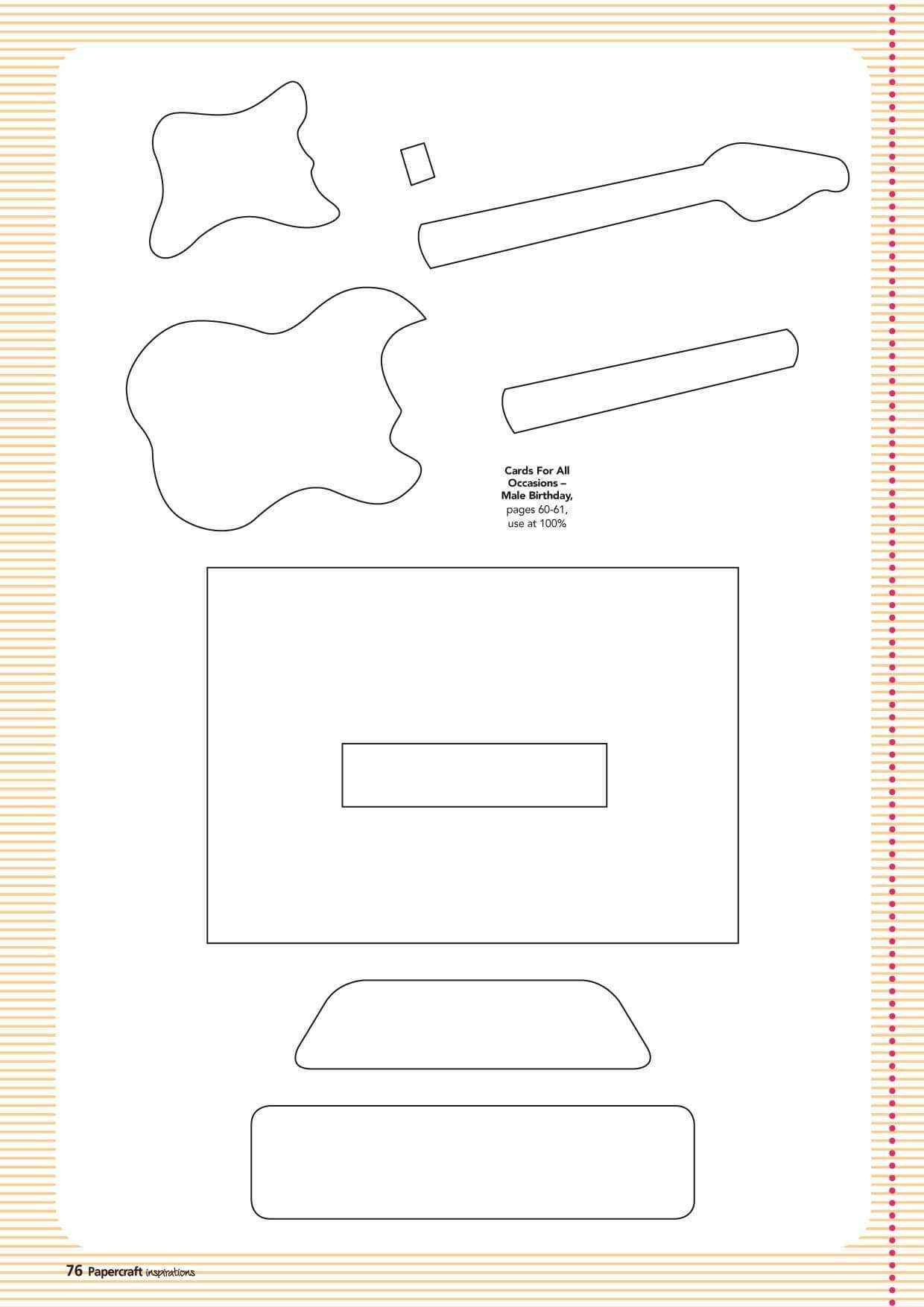 Free Guitar Template Paper From Www Regarding Free Printable Pop Up Card Templates