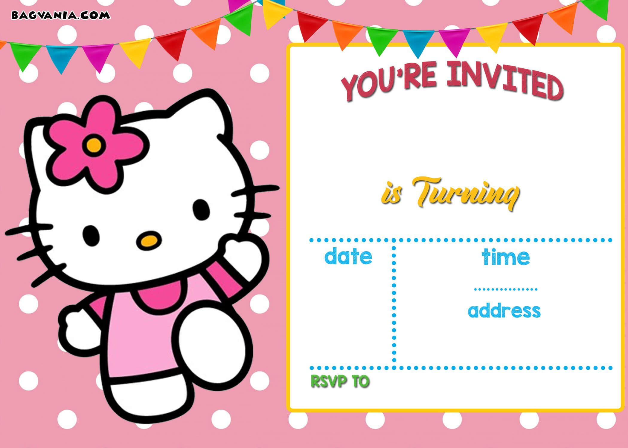 Free Hello Kitty Invitation | Free Printable Birthday For Hello Kitty Birthday Card Template Free