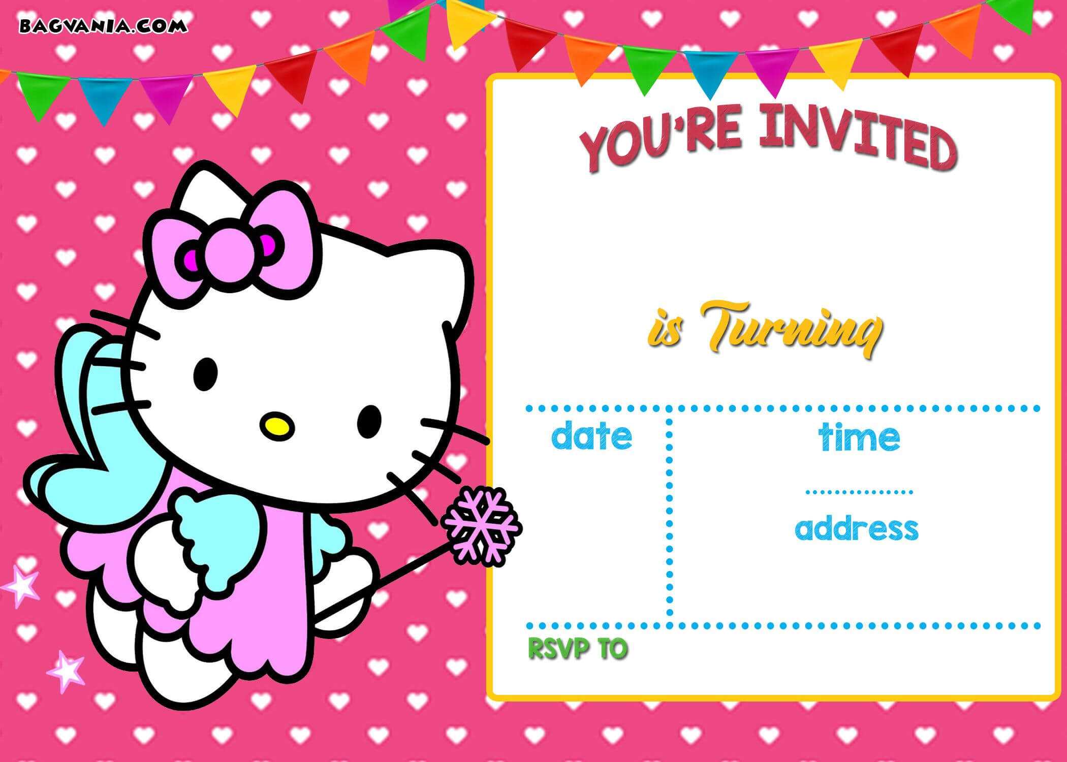 Free Hello Kitty Invitation | Free Printable Birthday Intended For Hello Kitty Birthday Card Template Free