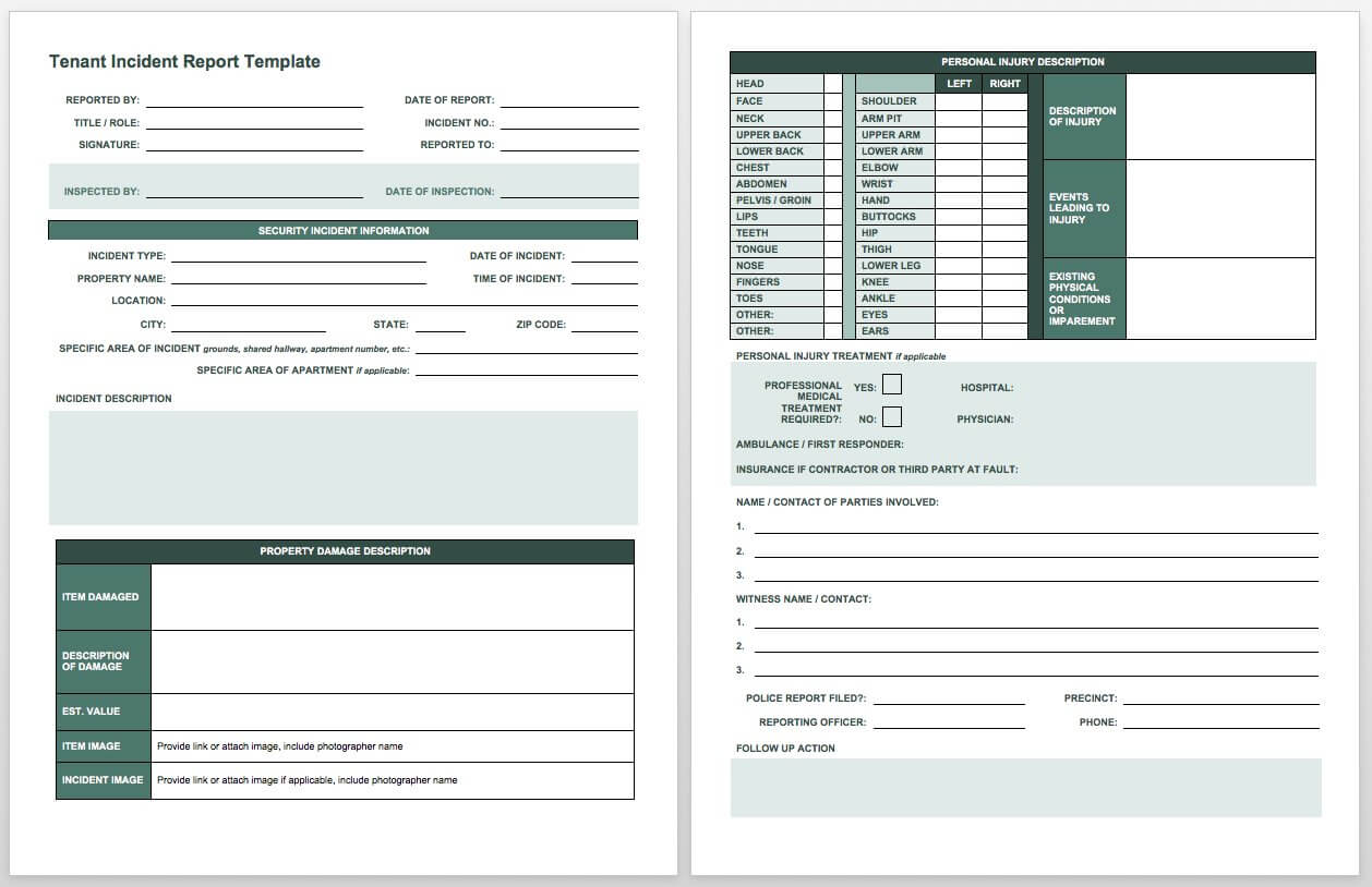 Free Incident Report Templates & Forms | Smartsheet Pertaining To Vehicle Accident Report Template